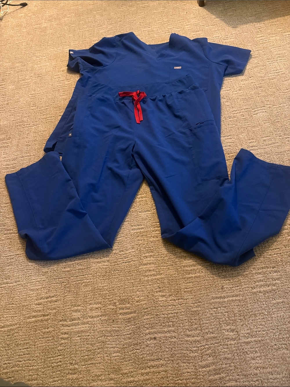Figs Blue Mayfair high waisted tall Skinnt tapered XL pants, top XXL